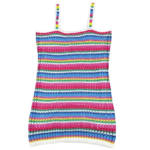 NWT GAP Crochet Squareneck Sleeveless Multicolor Mini Dress Size Medium - Picture 3 of 6